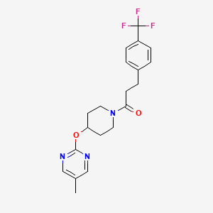 molecular formula C20H22F3N3O2 B2643474 1-[4-(5-Methylpyrimidin-2-yl)oxypiperidin-1-yl]-3-[4-(trifluoromethyl)phenyl]propan-1-one CAS No. 2380182-39-6