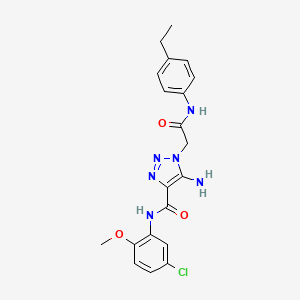 molecular formula C20H21ClN6O3 B2643480 5-amino-N-(5-chloro-2-methoxyphenyl)-1-(2-((4-ethylphenyl)amino)-2-oxoethyl)-1H-1,2,3-triazole-4-carboxamide CAS No. 895651-82-8