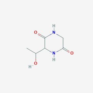molecular formula C6H10N2O3 B2643488 3-(1-Hydroxyethyl)piperazine-2,5-dione CAS No. 1822532-44-4