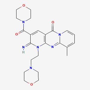 molecular formula C23H28N6O4 B2643489 2-imino-10-methyl-3-(morpholine-4-carbonyl)-1-(2-morpholinoethyl)-1H-dipyrido[1,2-a:2',3'-d]pyrimidin-5(2H)-one CAS No. 683806-91-9