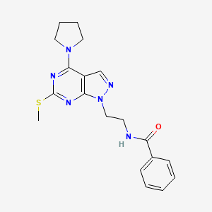 molecular formula C19H22N6OS B2643490 N-(2-(6-(methylthio)-4-(pyrrolidin-1-yl)-1H-pyrazolo[3,4-d]pyrimidin-1-yl)ethyl)benzamide CAS No. 946282-69-5