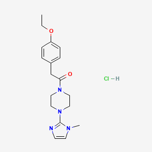 molecular formula C18H25ClN4O2 B2643504 盐酸2-(4-乙氧苯基)-1-(4-(1-甲基-1H-咪唑-2-基)哌嗪-1-基)乙酮 CAS No. 1331235-08-5