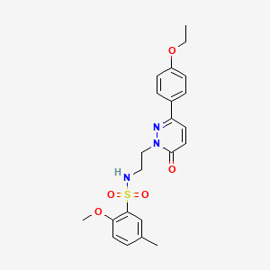 molecular formula C22H25N3O5S B2643509 N-(2-(3-(4-ethoxyphenyl)-6-oxopyridazin-1(6H)-yl)ethyl)-2-methoxy-5-methylbenzenesulfonamide CAS No. 921880-81-1