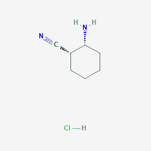 molecular formula C7H13ClN2 B2643516 (1S,2R)-2-Aminocyclohexane-1-carbonitrile;hydrochloride CAS No. 2580097-09-0