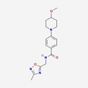 molecular formula C17H22N4O3 B2643522 4-(4-甲氧基哌啶-1-基)-N-((3-甲基-1,2,4-恶二唑-5-基)甲基)苯甲酰胺 CAS No. 2034611-69-1