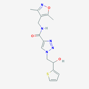 molecular formula C15H17N5O3S B2643532 N-((3,5-二甲基异恶唑-4-基)甲基)-1-(2-羟基-2-(噻吩-2-基)乙基)-1H-1,2,3-三唑-4-甲酰胺 CAS No. 2034445-42-4