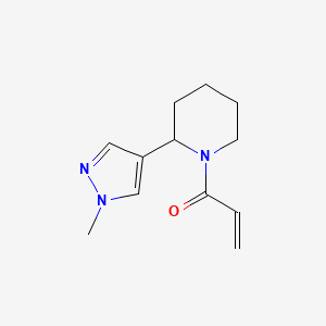 molecular formula C12H17N3O B2643551 1-[2-(1-methyl-1H-pyrazol-4-yl)piperidin-1-yl]prop-2-en-1-one CAS No. 2094881-30-6