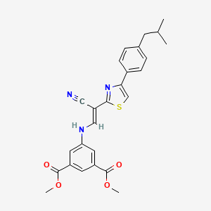 molecular formula C26H25N3O4S B2643566 (E)-二甲基5-((2-氰基-2-(4-(4-异丁基苯基)噻唑-2-基)乙烯基)氨基)邻苯二甲酸酯 CAS No. 796881-63-5