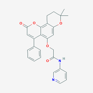 molecular formula C27H24N2O5 B264357 2-[(8,8-dimethyl-2-oxo-4-phenyl-9,10-dihydro-2H,8H-pyrano[2,3-f]chromen-5-yl)oxy]-N-(3-pyridinyl)acetamide 