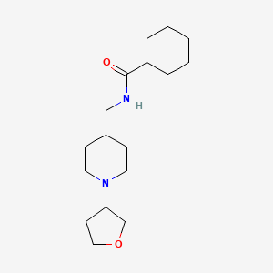 molecular formula C17H30N2O2 B2643572 N-((1-(tetrahydrofuran-3-yl)piperidin-4-yl)methyl)cyclohexanecarboxamide CAS No. 2034294-69-2