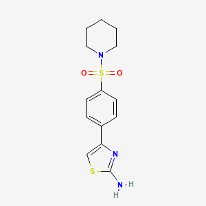 molecular formula C14H17N3O2S2 B2643579 4-[4-(Piperidine-1-sulfonyl)phenyl]-1,3-thiazol-2-amine CAS No. 215784-44-4