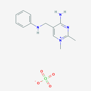 4-Amino-1,2-dimethyl-5-[(phenylamino)methyl]pyrimidin-1-ium perchlorate