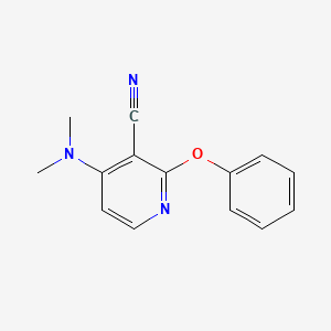 molecular formula C14H13N3O B2643587 4-(二甲氨基)-2-苯氧基烟腈 CAS No. 341967-03-1