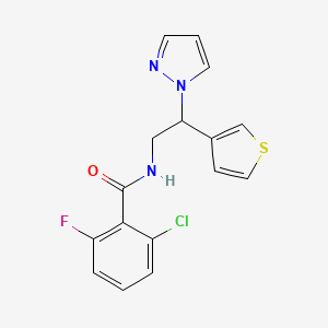molecular formula C16H13ClFN3OS B2643588 N-(2-(1H-pyrazol-1-yl)-2-(thiophen-3-yl)ethyl)-2-chloro-6-fluorobenzamide CAS No. 2034493-33-7