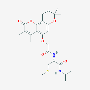 molecular formula C25H34N2O6S B264359 N-isopropyl-3-(methylsulfanyl)-2-({[(3,4,8,8-tetramethyl-2-oxo-9,10-dihydro-2H,8H-pyrano[2,3-f]chromen-5-yl)oxy]acetyl}amino)propanamide 
