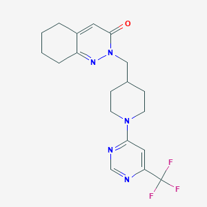 molecular formula C19H22F3N5O B2643596 2-({1-[6-(Trifluoromethyl)pyrimidin-4-yl]piperidin-4-yl}methyl)-2,3,5,6,7,8-hexahydrocinnolin-3-one CAS No. 2097914-37-7