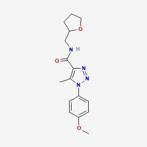 molecular formula C16H20N4O3 B2643600 1-(4-methoxyphenyl)-5-methyl-N-((tetrahydrofuran-2-yl)methyl)-1H-1,2,3-triazole-4-carboxamide CAS No. 924820-31-5