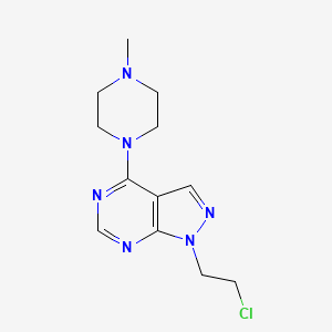 molecular formula C12H17ClN6 B2643606 1-[1-(2-氯乙基)-1H-吡唑并[3,4-d]嘧啶-4-基]-4-甲基哌嗪 CAS No. 2097937-54-5