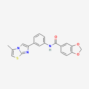 molecular formula C20H15N3O3S B2643628 N-[3-(3-methylimidazo[2,1-b][1,3]thiazol-6-yl)phenyl]-1,3-benzodioxole-5-carboxamide CAS No. 893983-99-8