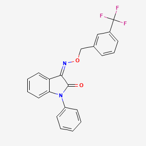 (3Z)-1-phenyl-3-({[3-(trifluoromethyl)phenyl]methoxy}imino)-2,3-dihydro-1H-indol-2-one