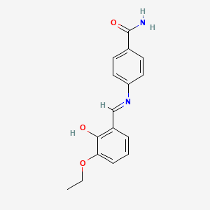 molecular formula C16H16N2O3 B2643632 4-{[(1E)-(3-ethoxy-2-hydroxyphenyl)methylene]amino}benzamide CAS No. 1232821-29-2