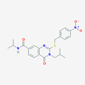 molecular formula C23H26N4O4S B2643638 3-isobutyl-N-isopropyl-2-((4-nitrobenzyl)thio)-4-oxo-3,4-dihydroquinazoline-7-carboxamide CAS No. 946236-38-0