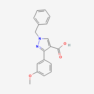 molecular formula C18H16N2O3 B2643639 1-benzyl-3-(3-methoxyphenyl)-1H-pyrazole-4-carboxylic acid CAS No. 956505-11-6