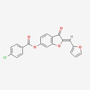 (Z)-2-(furan-2-ylmethylene)-3-oxo-2,3-dihydrobenzofuran-6-yl 4-chlorobenzoate