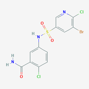 molecular formula C12H8BrCl2N3O3S B2643652 5-(5-Bromo-6-chloropyridine-3-sulfonamido)-2-chlorobenzamide CAS No. 2094211-13-7