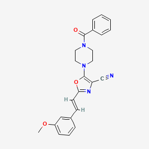molecular formula C24H22N4O3 B2643664 (E)-5-(4-benzoylpiperazin-1-yl)-2-(3-methoxystyryl)oxazole-4-carbonitrile CAS No. 941266-71-3