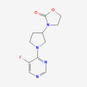 molecular formula C11H13FN4O2 B2643676 3-[1-(5-Fluoropyrimidin-4-yl)pyrrolidin-3-yl]-1,3-oxazolidin-2-one CAS No. 2380068-39-1