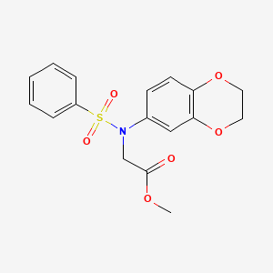 molecular formula C17H17NO6S B2643682 methyl N-(2,3-dihydro-1,4-benzodioxin-6-yl)-N-(phenylsulfonyl)glycinate CAS No. 713112-11-9