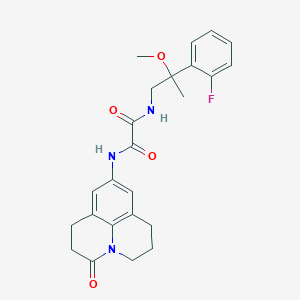 molecular formula C24H26FN3O4 B2643684 N-[2-(2-Fluorophenyl)-2-methoxypropyl]-N'-(2-oxo-1-azatricyclo[7.3.1.05,13]trideca-5,7,9(13)-trien-7-yl)oxamide CAS No. 1797559-79-5