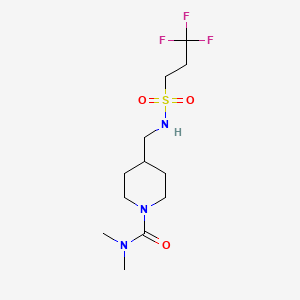 molecular formula C12H22F3N3O3S B2643691 N,N-dimethyl-4-((3,3,3-trifluoropropylsulfonamido)methyl)piperidine-1-carboxamide CAS No. 2034296-11-0