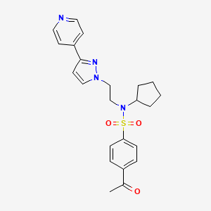 molecular formula C23H26N4O3S B2643696 4-乙酰基-N-环戊基-N-(2-(3-(吡啶-4-基)-1H-吡唑-1-基)乙基)苯磺酰胺 CAS No. 2034608-18-7