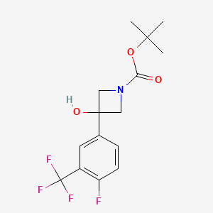 molecular formula C15H17F4NO3 B2643708 叔丁基3-[4-氟-3-(三氟甲基)苯基]-3-羟基氮杂环丁烷-1-羧酸酯 CAS No. 1694286-57-1