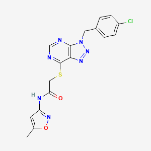 molecular formula C17H14ClN7O2S B2643710 2-((3-(4-chlorobenzyl)-3H-[1,2,3]triazolo[4,5-d]pyrimidin-7-yl)thio)-N-(5-methylisoxazol-3-yl)acetamide CAS No. 941906-02-1