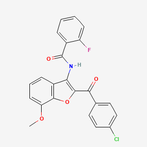 molecular formula C23H15ClFNO4 B2643715 N-[2-(4-chlorobenzoyl)-7-methoxy-1-benzofuran-3-yl]-2-fluorobenzamide CAS No. 929452-47-1