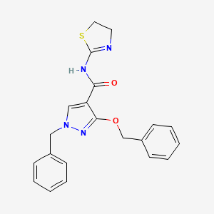 molecular formula C21H20N4O2S B2643717 1-苄基-3-(苄氧基)-N-(4,5-二氢噻唑-2-基)-1H-吡唑-4-甲酰胺 CAS No. 1013759-67-5