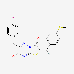 molecular formula C20H14FN3O2S2 B2643719 (E)-6-(4-fluorobenzyl)-2-(4-(methylthio)benzylidene)-2H-thiazolo[3,2-b][1,2,4]triazine-3,7-dione CAS No. 620539-86-8