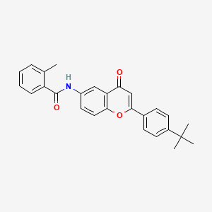 molecular formula C27H25NO3 B2643723 N-[2-(4-叔丁基苯基)-4-氧代-4H-色满-6-基]-2-甲基苯甲酰胺 CAS No. 923113-54-6