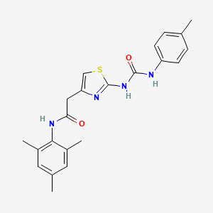 molecular formula C22H24N4O2S B2643728 N-mesityl-2-(2-(3-(p-tolyl)ureido)thiazol-4-yl)acetamide CAS No. 921465-91-0