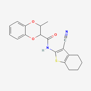 molecular formula C19H18N2O3S B2643740 N-(3-cyano-4,5,6,7-tetrahydro-1-benzothiophen-2-yl)-3-methyl-2,3-dihydro-1,4-benzodioxine-2-carboxamide CAS No. 890601-84-0