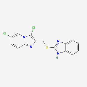 molecular formula C15H10Cl2N4S B2643744 2-(((3,6-dichloroimidazo[1,2-a]pyridin-2-yl)methyl)thio)-1H-benzo[d]imidazole CAS No. 325779-07-5