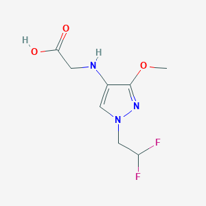 molecular formula C8H11F2N3O3 B2643745 2-[[1-(2,2-Difluoroethyl)-3-methoxypyrazol-4-yl]amino]acetic acid CAS No. 2247207-12-9