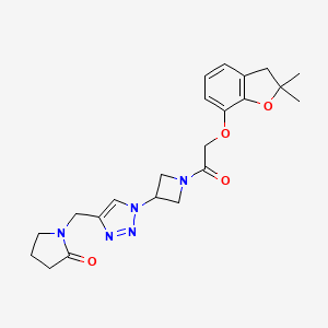1-((1-(1-(2-((2,2-dimethyl-2,3-dihydrobenzofuran-7-yl)oxy)acetyl)azetidin-3-yl)-1H-1,2,3-triazol-4-yl)methyl)pyrrolidin-2-one