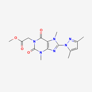 molecular formula C15H18N6O4 B2643759 8-(3,5-二甲基-1H-吡唑-1-基)-3,7-二甲基-2,6-二氧代-2,3,6,7-四氢-1H-嘌呤-1-基醋酸甲酯 CAS No. 1014092-42-2
