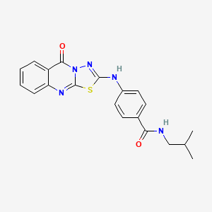 molecular formula C20H19N5O2S B2643762 N-异丁基-4-((5-氧代-5H-[1,3,4]噻二唑并[2,3-b]喹唑啉-2-基)氨基)苯甲酰胺 CAS No. 1114611-09-4