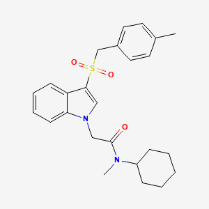 molecular formula C25H30N2O3S B2643773 N-cyclohexyl-N-methyl-2-(3-((4-methylbenzyl)sulfonyl)-1H-indol-1-yl)acetamide CAS No. 878061-62-2