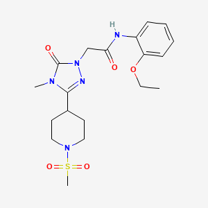 molecular formula C19H27N5O5S B2643774 N-(2-ethoxyphenyl)-2-(4-methyl-3-(1-(methylsulfonyl)piperidin-4-yl)-5-oxo-4,5-dihydro-1H-1,2,4-triazol-1-yl)acetamide CAS No. 1105212-02-9